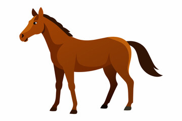Fototapeta premium Elegant brown horse illustration on white background. concept of equine beauty, majestic animal, equestrian themes, minimalist style. print, icon, logo, element for design.