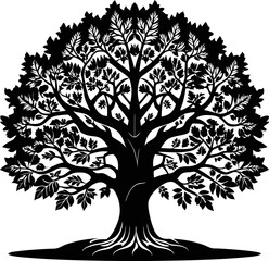 Obraz premium Vector Oak Tree Silhouette on a white background