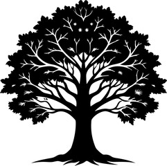 Obraz premium A simple black oak Tree Silhouette on a white background