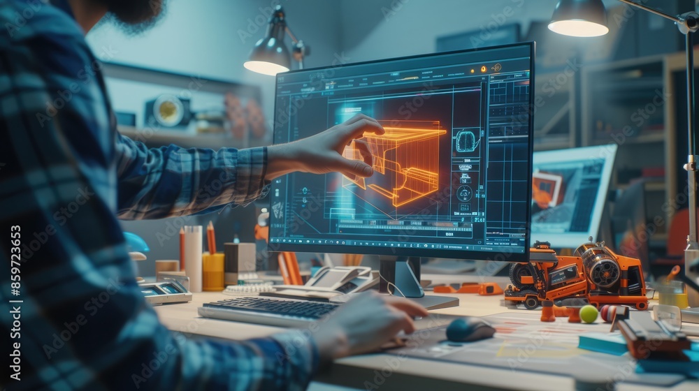 Poster professional digital engineer using artificial intelligent and digital holographic to design product