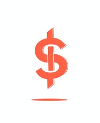 Obraz premium A simple icon of an arrow pointing down with the dollar sign inside