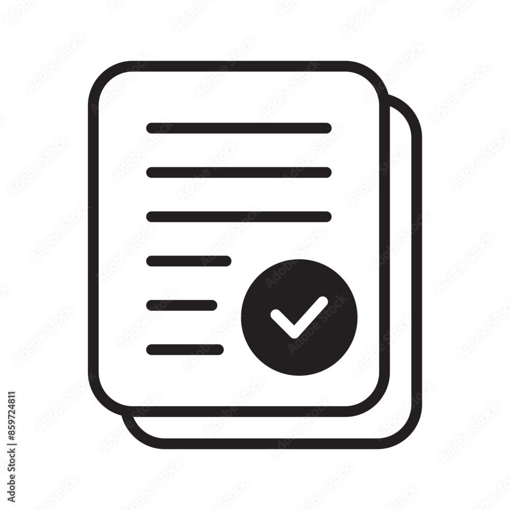 Poster document with check mark icon. compliance document icon. approved process. checkmark business concep