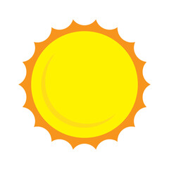 Sun icon in flat style, simple yellow sun.