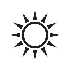 Sun icon, sun symbol isolated on white.