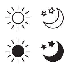 Sun moon icon illustration isolated vector sign symbol.