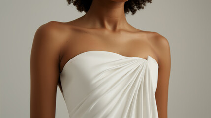 Obraz premium A woman in a draped white dress.