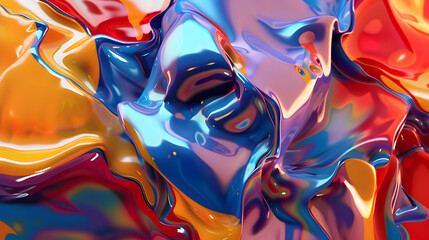 Kunstvoller 3D Hintergrund mit bunten Farben, Abstrakter 3D Hintergrund mit verschiedenen Formen,...