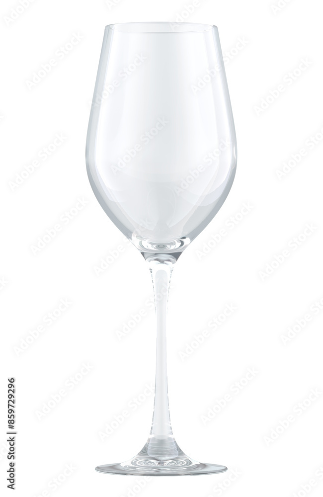 Poster empty wine glass, 3d rendering isolated on transparent background
