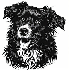 Fototapeta premium A black and white drawing of a Australian Shepherd dog
