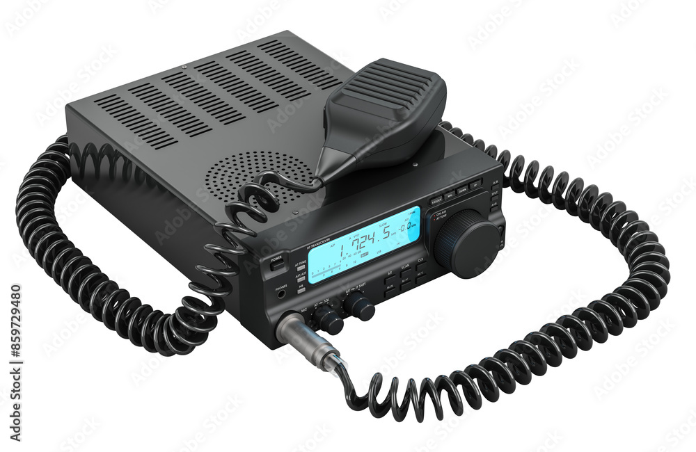 Aufkleber dual band mobile transceiver. portable ham amateur radio with push-to-talk microphone switch. portab