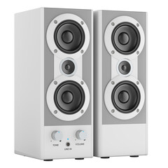 Fototapeta premium White Bookshelf Speakers, 3D rendering isolated on transparent background
