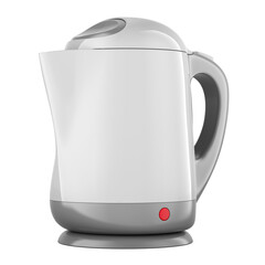 White electric kettle, 3D rendering isolated on transparent background
