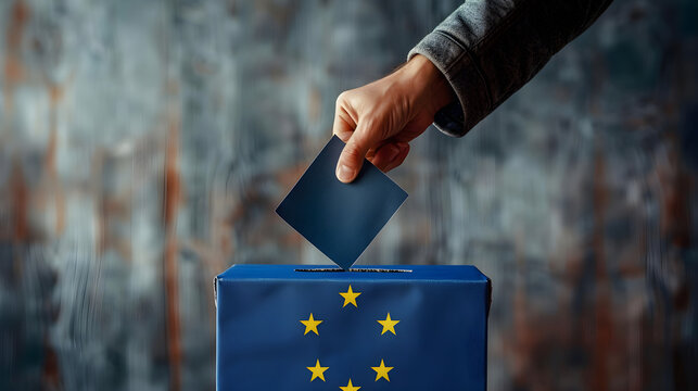 Elettore europeo depone una scheda per la democrazia