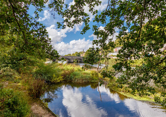 scenic view of urban settlement along river Lee Cork looking from across bank