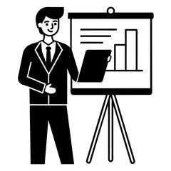 Bussiness activities Preparing a presentation silhouette vector illustration