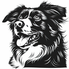 Fototapeta premium A black and white drawing of a Australian Shepherd dog