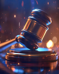Glowing Judge's Gavel and Block Amidst Dynamic Sparks, Symbolizing Justice, Law, and Legal Authority in a Vibrant and Dramatic Setting