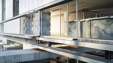 Fototapeta premium detailed architectural study of a buildinga??s thermal performance, featuring cross-sectional views of walls with fiber cement siding and advanced insulation