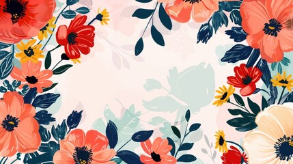 Flower pattern for various purposes with space for text in summer colors