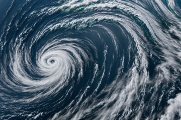 Hurricane force winds battering a coastline view from A satellite