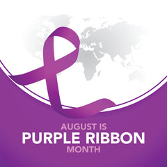 August is purple ribbon month. background, banner, card, poster, template. Vector illustration.
