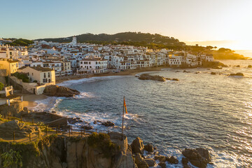 Obraz premium Calella de Palafrugell village at sunrise in Catalonia, Costa brava, Spain
