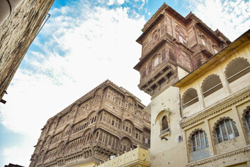 Obraz premium Internal views of Mehrangarh Fort at the top of Jodhpur, the blue city
