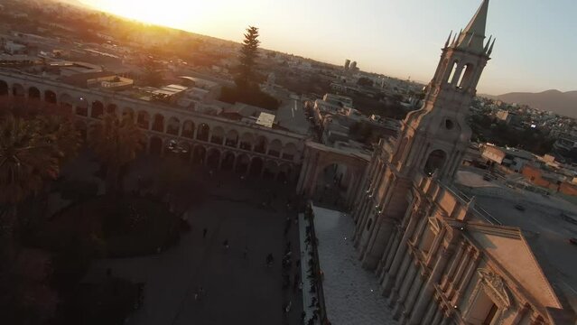 Arequipa historic center and Mt Misti in Peru