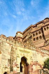 Naklejka premium Internal views of Mehrangarh Fort at the top of Jodhpur, the blue city