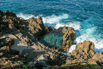 Charco De La Laja natural pool in San Juan de la Rambla village, Tenerife, Spain