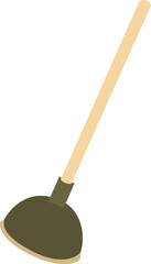 Raster illustration toilet plunger isolated on white background. Accessories for bathroom. Device for cleaning water flow in sinks, baths editable vector