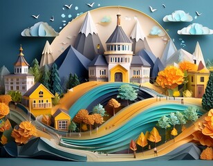 Illustration showing the back to school theme with a 3D concept using layered paper images , generative ai