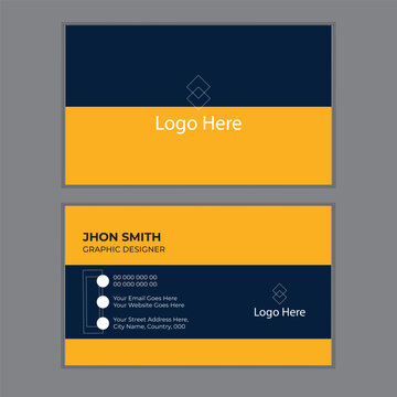 stylish business card in blue and yellow.