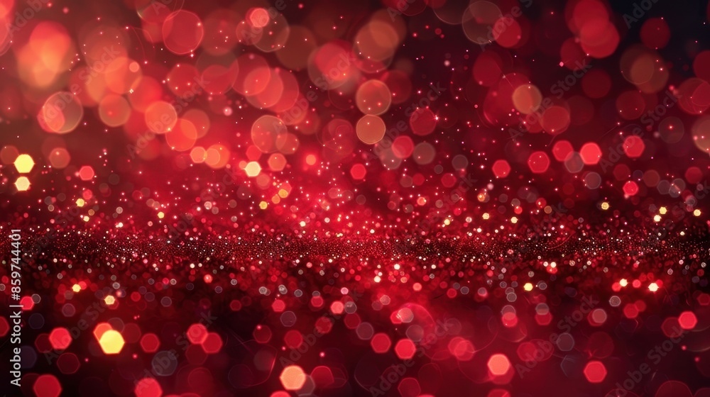 Poster vivid portrayal of fiery red particles meticulously scattered across a dark background, creating a m