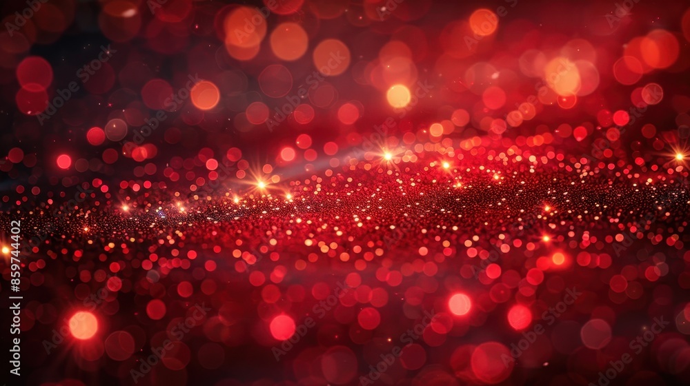 Poster a visually striking burst of red particles against a dark backdrop, exhibiting a dynamic explosion o