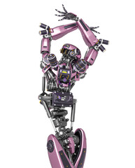 Fototapeta premium apocalypse cyborg is dancing like a spanish on close up view in rear view