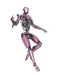 apocalypse cyborg is floating on the air