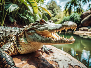 Fototapeta premium alligator in the swamp