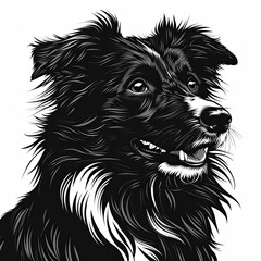 Fototapeta premium A black and white drawing of a Australian Shepherd dog