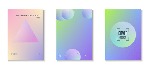 Holographic Design. Hipster Placard. Digital Banner. Minimal Poster. Aesthetic Circle Template. Grainy Triangle Shape. Purple Noise Abstract Set. Violet Holographic Design