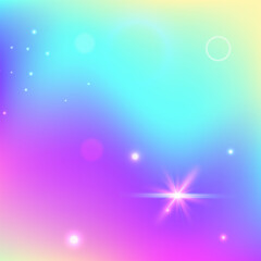 Unicorn Hologram. Pink Fairy Invitation. Kawaii Gradient. Fairytale Blurred Invite. Purple Colorful Pattern. Lilac Girlish Background. Magic Backdrop. Stars Unicorn Hologram.