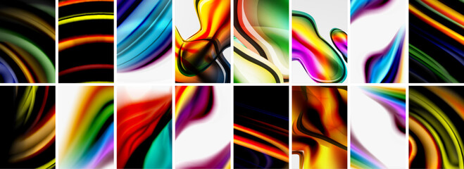 Collection of abstract background with waves, colorful shapes and 3d shadow effect. Vector Illustration For Wallpaper, Banner, Background, Card, Book Illustration, landing page