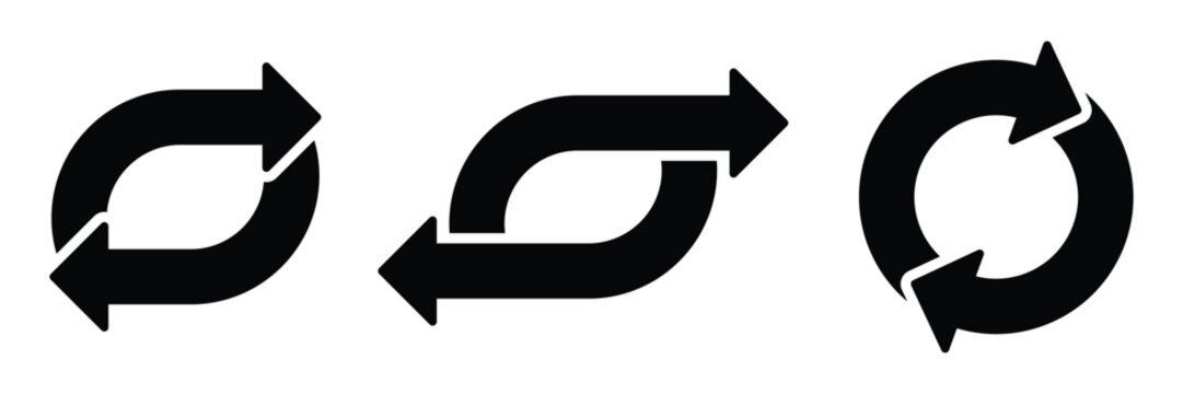 Set of thin reverse arrow icon. Replace signs collection. Vector Illustration.