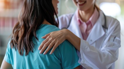 Fototapeta premium Female doctor showing empathy to patient after successful treatment.