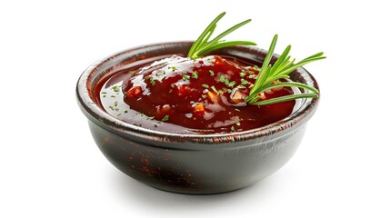 Grill sauce in bowl isolated on white background with clipping path