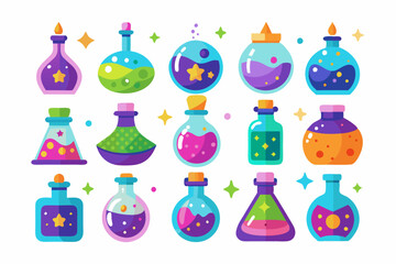 Halloween witch magic potion bottle vector illustration