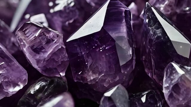 Close-up photo of purple amethyst crystals 