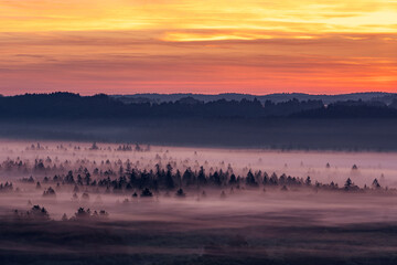 Morgenrot über einer Auenlandschaft