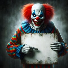 Macabre Clown with Sign - Spooky Halloween Scene
