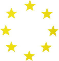 Fototapeta premium yellow stars as of the flag of europe, simplified, isolated 3d-illustration